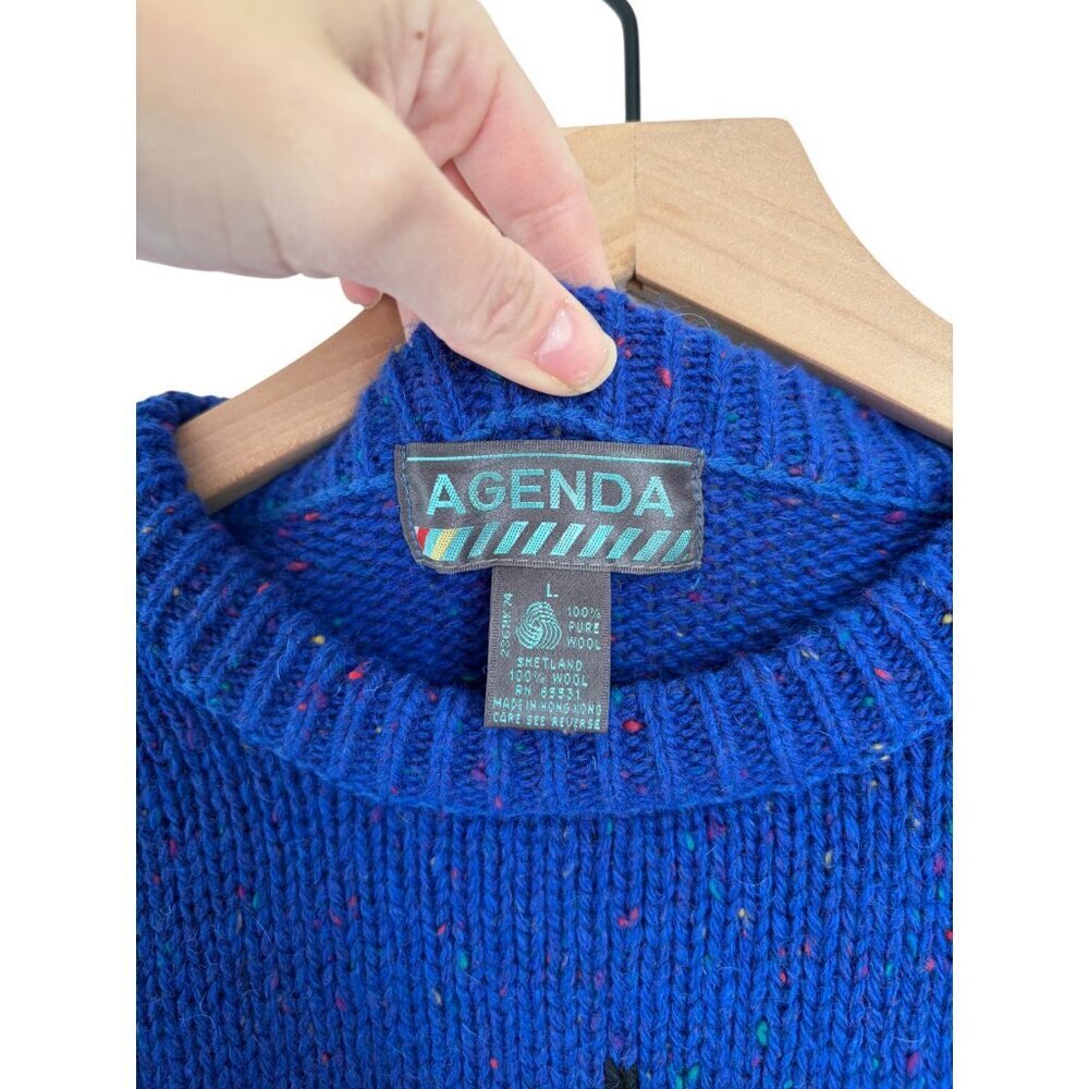 Vintage Agenda 100% Shetland Wool Argyle Speckled Grandpa Sweater - Picture 2 of 4
